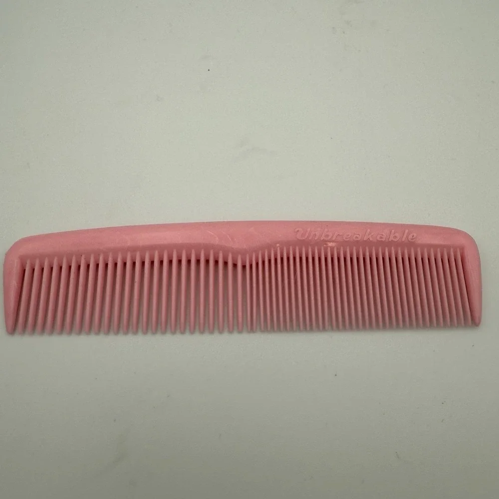 Vintage Unbreakabale Light Pink Plastic‎ Hair Comb Wide Pocket